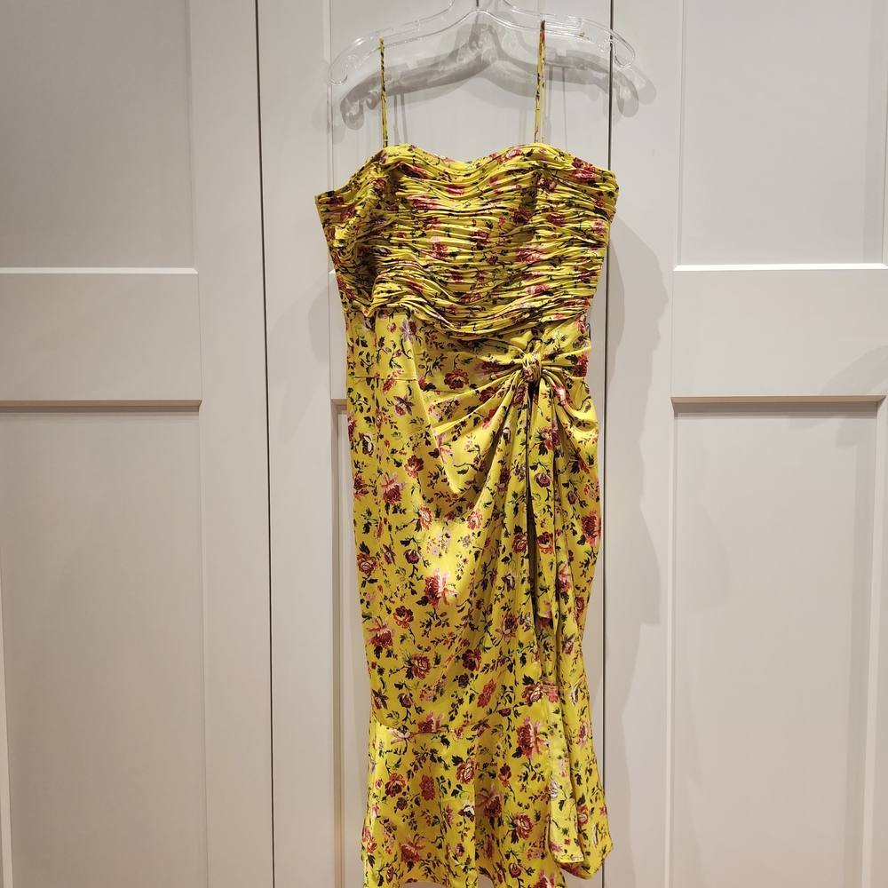 Cinq à Sept Yellow Floral Maxi Dress